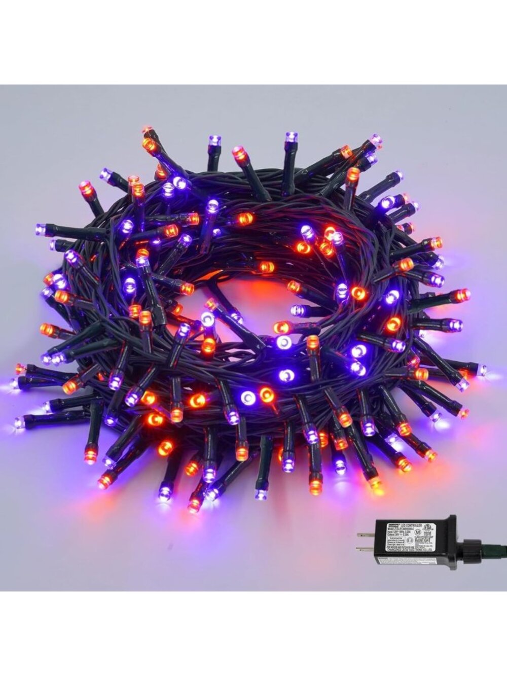 66ft 200 LED Orange & Purple Halloween String Lights, Waterproof, 8 Modes